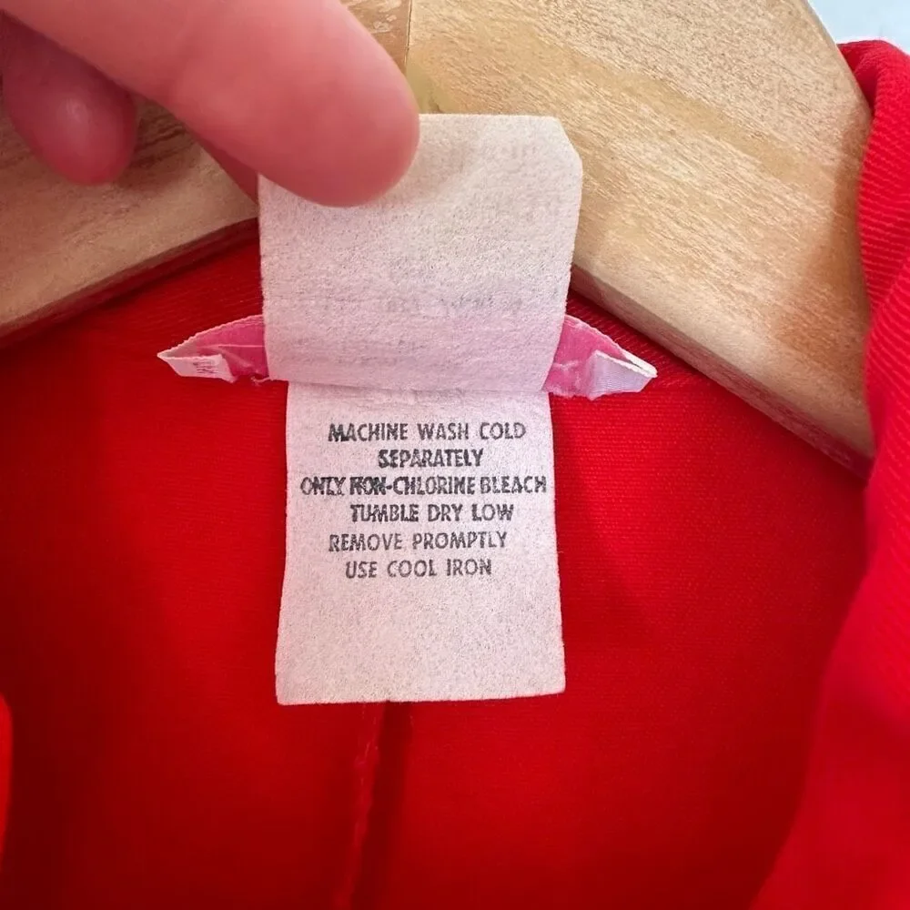 Vintage 1900s Lerner Red Twill Long Sleeve Button Front Tapered Leg Red Boiler J